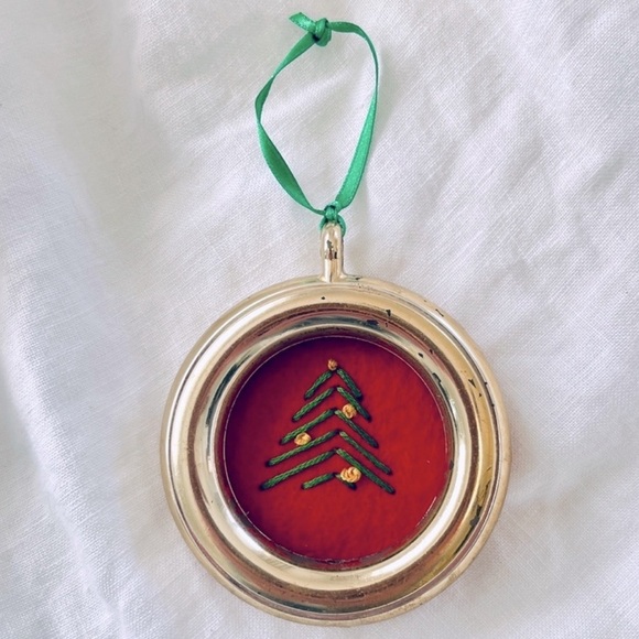 Round Framed Cross Stitch Christmas Ornament - Picture 5 of 12